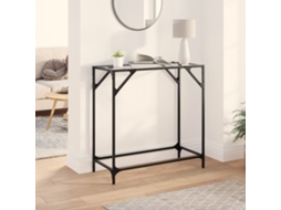 Vidaxl Mesa Consola Com Tampo Em Vidro Transparente 80x35x81 Cm Aço