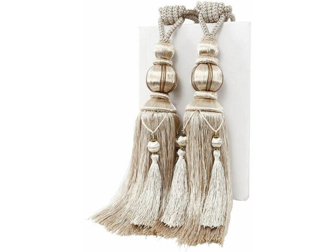 Conjunto De 2 Peças Pingentes Simples Para Cortina Com Bolinhas, Fivelas E Laços Fixação. Ideal Pendurar Cortinas Lanternas. Possu Aquaforge