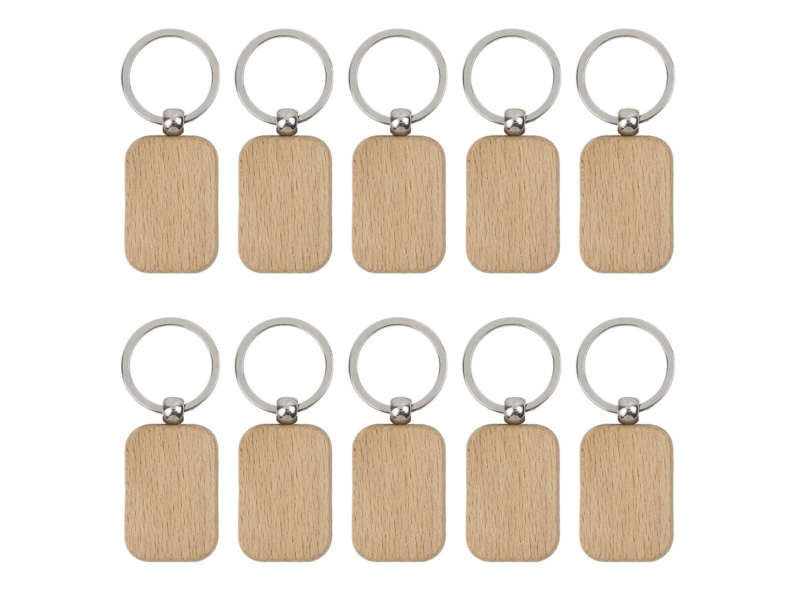 10 Portahaves de madera sin acabado, con anillos de metal | S/MARCA