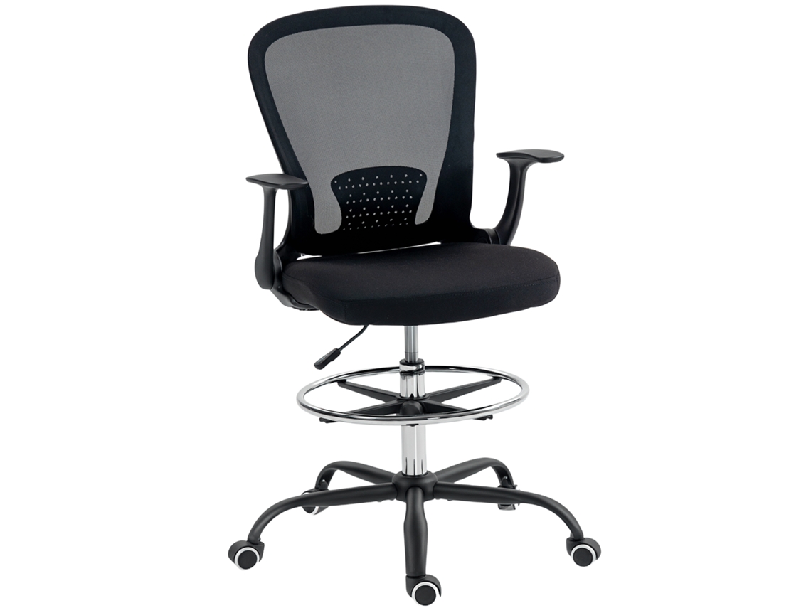 Cadeira De Escritório Ergonômica Com Apoio Pés E Braços Retráteis, 59x62x99-119cm, Preta