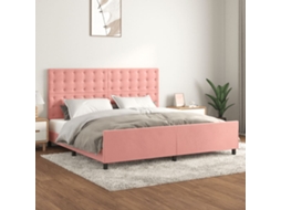 Vidaxl Estrutura De Cama C/ Cabeceira 200x200 Cm Veludo Rosa