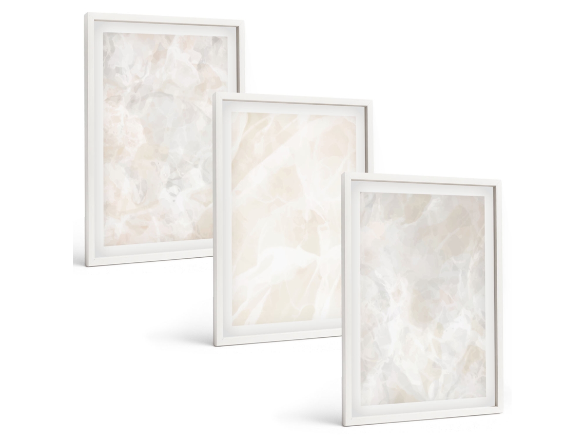 Conjunto De Pinturas Estruturas De Mármore Pastel Espelharte (3 Peças 40x60 Cm)