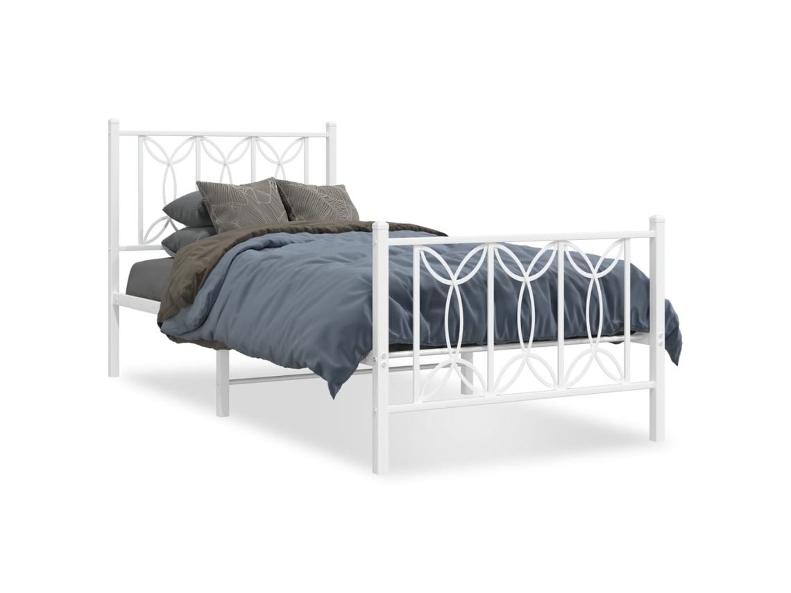 Estrutura de Cama com Cabeceira e Pés 75x190 cm Metal Branco MAISON EXCLUSIVE