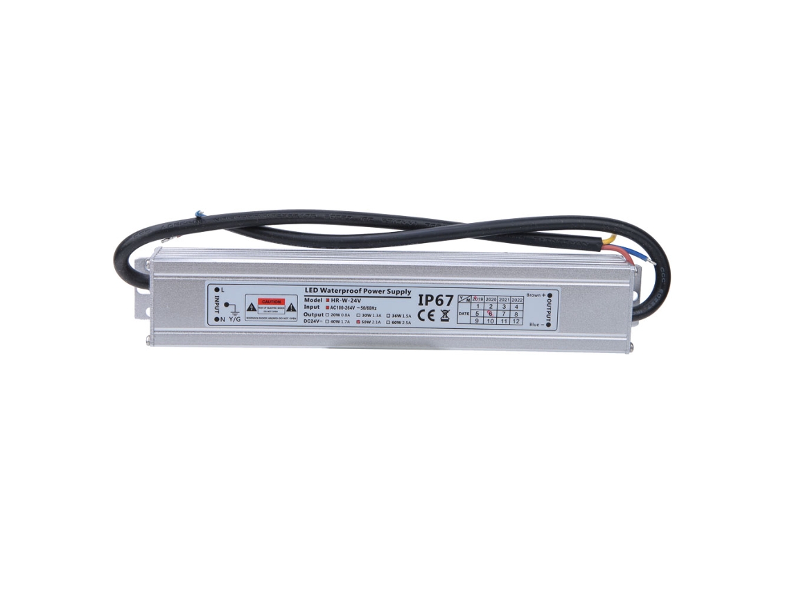 Fonte de alimentação impermeável ip67 regulável 24v 50w para fita led, adaptador de corrente ac100-264v para dc24v com MARCA