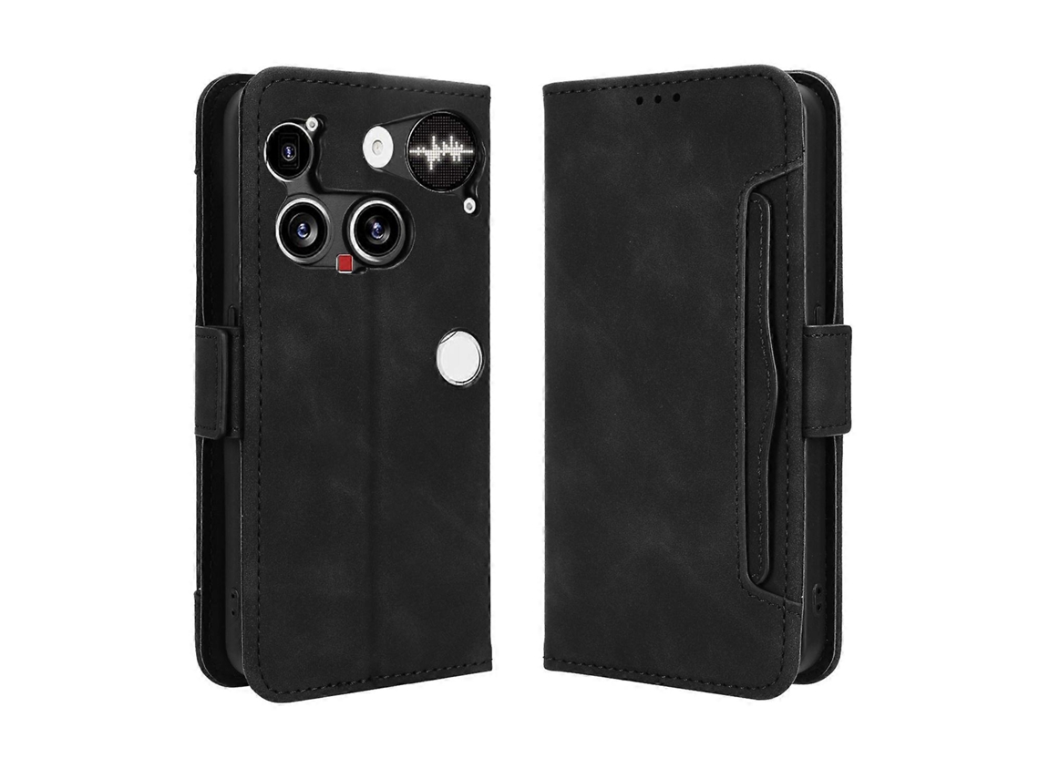 Tkdaddy For Nothing Phone (3) 5g Capa De Couro Tipo Carteira Para Celular Com Vários Compartimentos Para Cartões, Preta