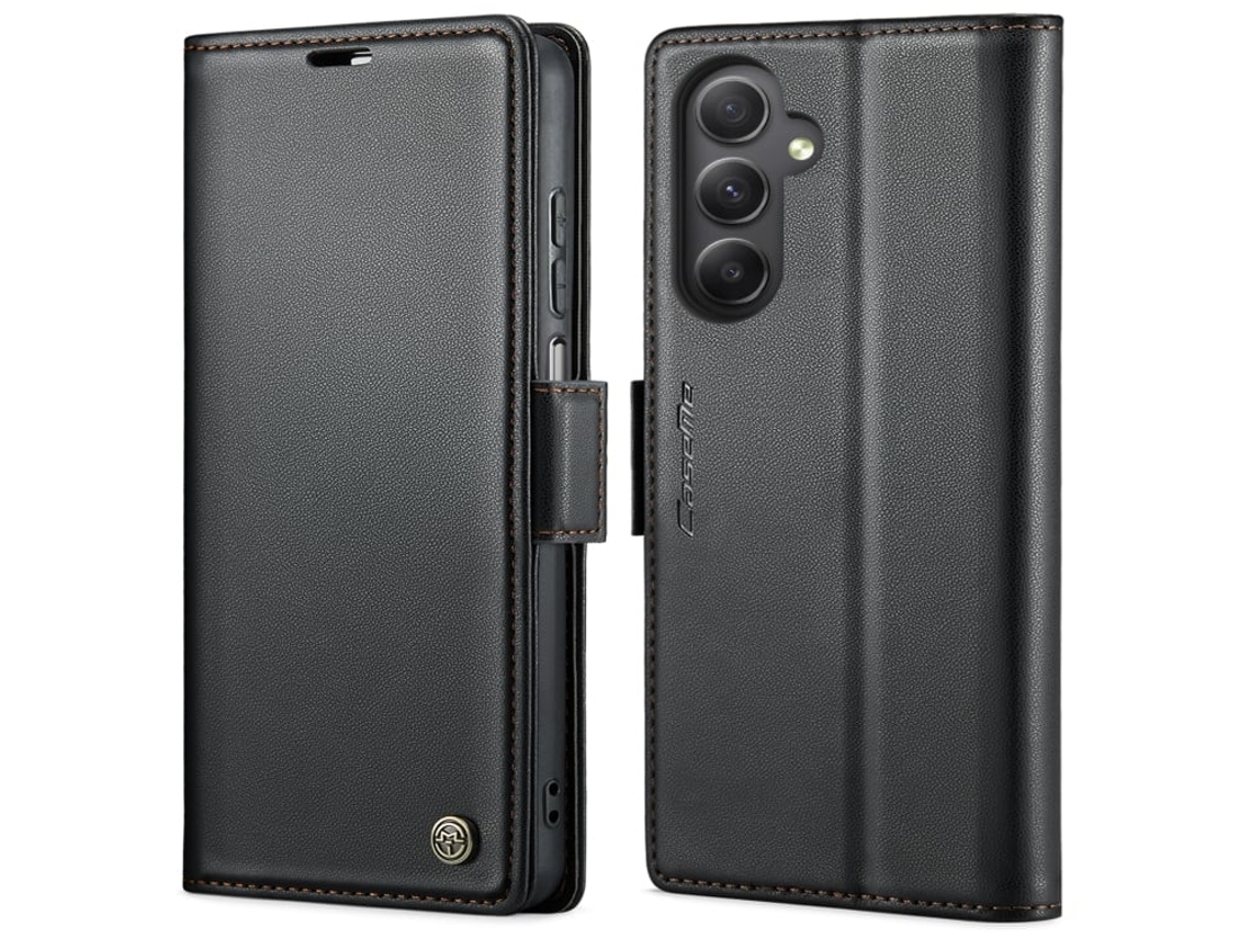 Capa Para Samsung Galaxy A34 5g Borboleta Fivela Litchi Textura De Telefone De Couro Rfid Antirroubo Preta