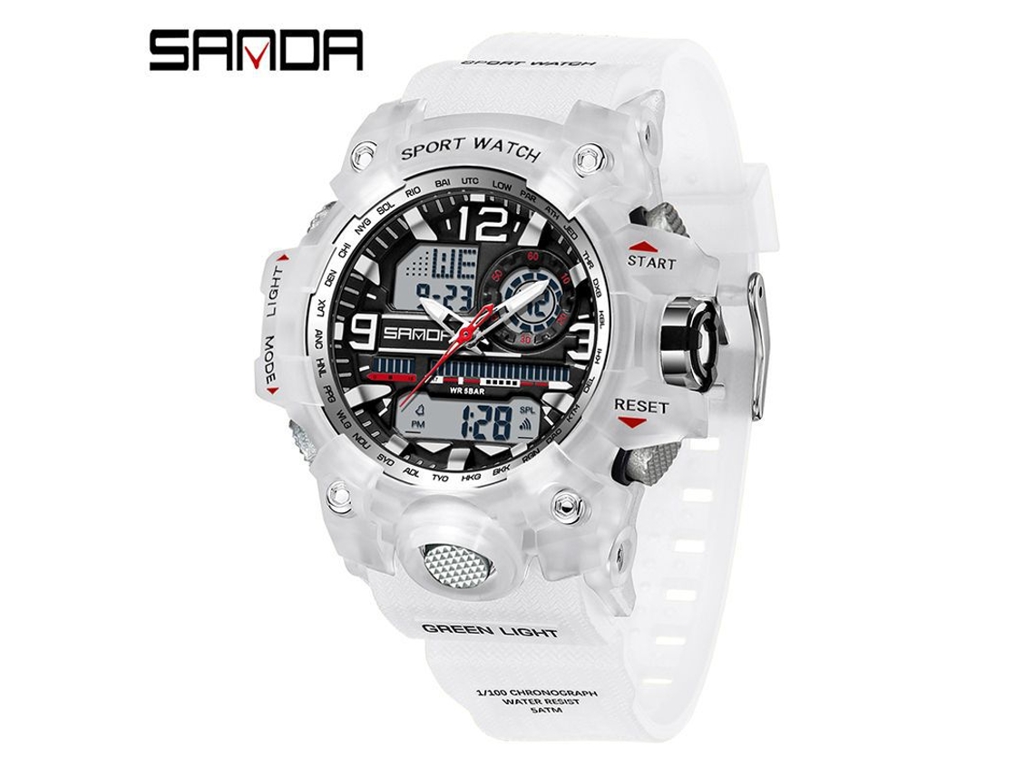 Relógio Eletrônico Moderno (branco Transparente feminino) Com Acabamento Luminoso, À Prova D'água, Resistente A Choques E Com Despertador.