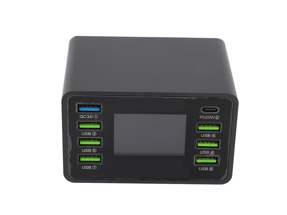 Carregador Usb Digital 50w 8 Portas Qc3.0 Pd Carregamento Rápido Estação De Carregamento Usb Múltipla Plugue Eu 100‑240v
