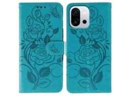 Capa Tipo Carteira Com Estampa De Borboleta Rosa E Couro Sintético Para Oneplus 13t 5g, Azul