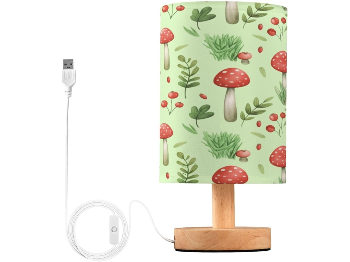 Abajur De Cabeceira Em Formato Cogumelo Para Quarto, Abajur De Cabeceira Led, Luminária De Leitura Com Portas Usb E