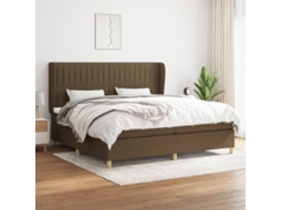 Cama Com Molas/colchão 200x200 Cm Tecido Castanho-escuro
