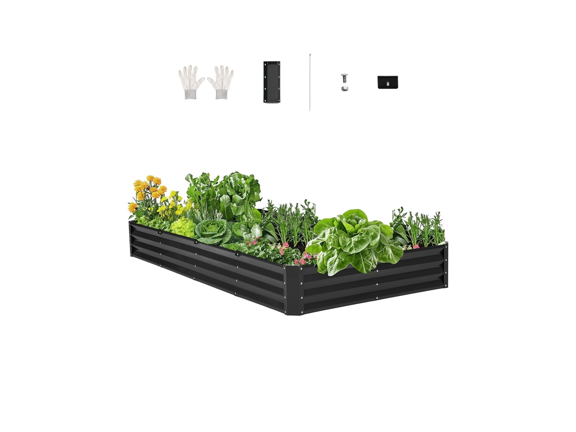 Vidro metálico elevado para jardim 2395 x 1200 x 280 mm, Cinza Escuro Vevor