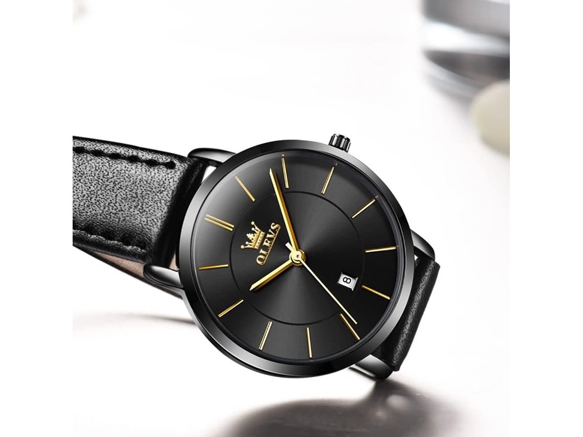 Lurelia Relógio Feminino, Movimento De Quartzo, 0,25 Polegadas, Couro, Resistente À Água 30m, Rosa Ouro, Preto