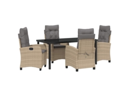 Maison Exclusive - Conjunto De Jantar Para Jardim Com Almofada 5 Pcs Bege Vime Pe