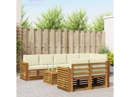 Vidaxl Conjunto De Sofás Para Exterior 9 Unid. Natural E Creme