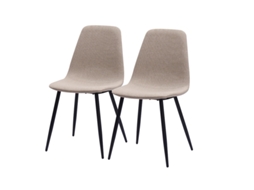 Conjunto 2 Cadeiras Jantar Minimalistas, tecido, metal, bege claro