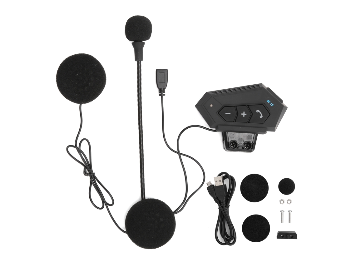 Fones De Ouvido Bluetooth Para Capacete De Moto Com Microfone Redução De Ruído Estéreo Bt12