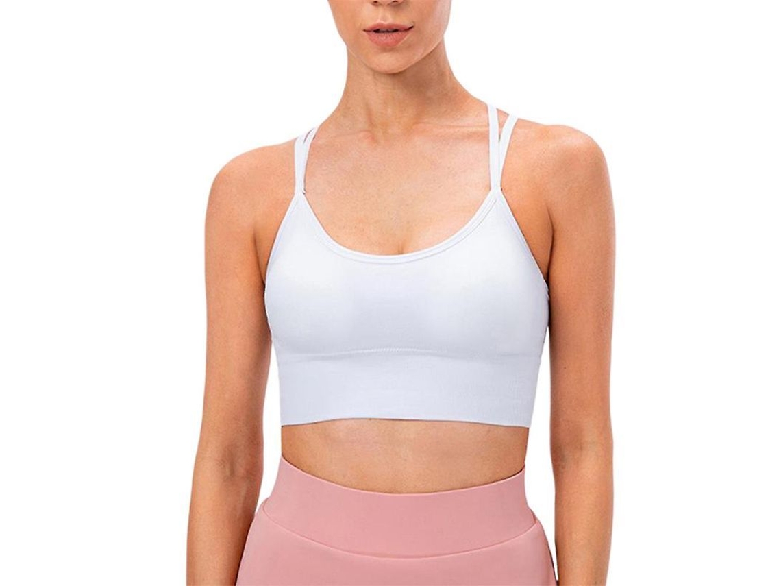 Sutiã esportivo feminino sem costura, cor sólida, modelo 2026, sem aro, ideal para ginástica, ioga e corrida.