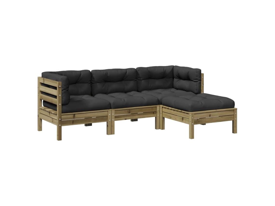 Maison Exclusive - 4 Pcs Conjunto Sofás P/ Jardim Com Almofadões Pinho Impregnado