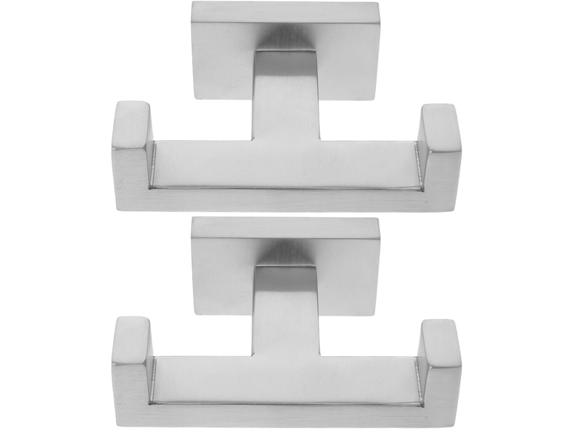Ganchos De Parede Em Aço Inoxidável, 2 Peças, Prateados, Para Banheiro E Cozinha