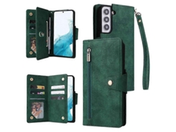 Capa De Celular De Couro Sintético Com Fivela De Rebite E Suporte Para Samsung Galaxy S23, Carteira, Vários Compartimentos Para Cartões, Capa Com Alça