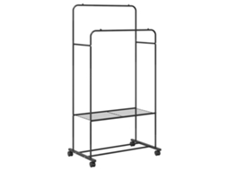 Conjunto 1 Suporte Para Roupas Vidaxl Preto Aço (80 X 53 X 156 Cm)
