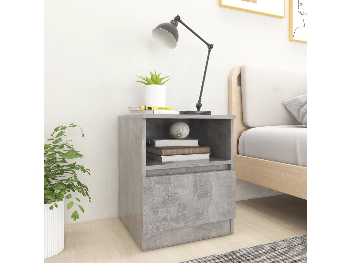 Vidaxl Mesa De Cabeceira 40x40x50cm Derivados De Madeira Cinza Cimento