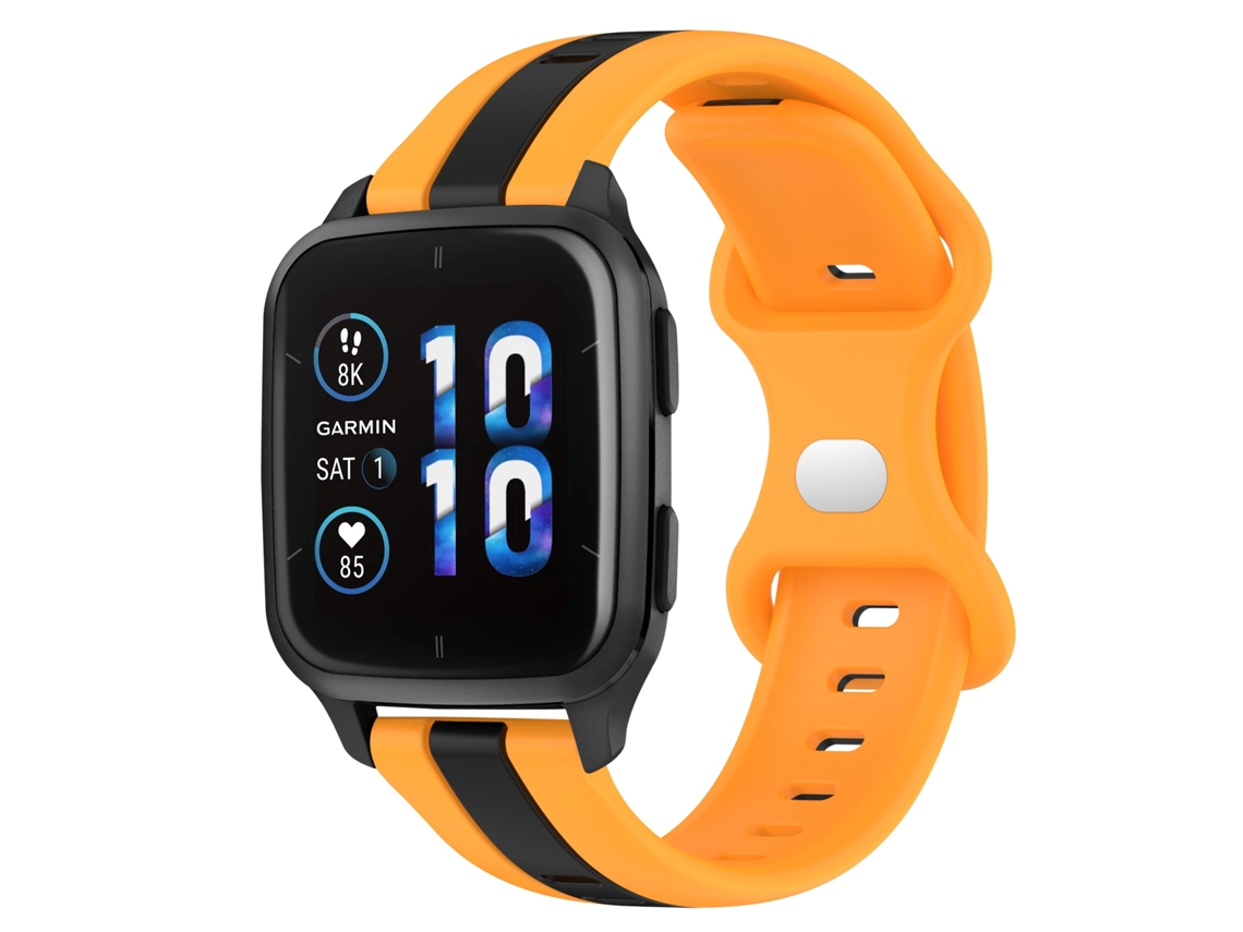 Bracelete de Smartwatch para Garmin Forerunner Sq2 20mm Fivela Borboleta de silicone de duas cores (preto + amarelo)