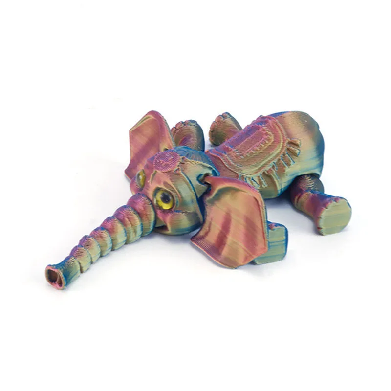 Lindo Brinquedo de Elefante em Forma de Desenho Animado Impresso em 3d com Membros Articulados. MDUG