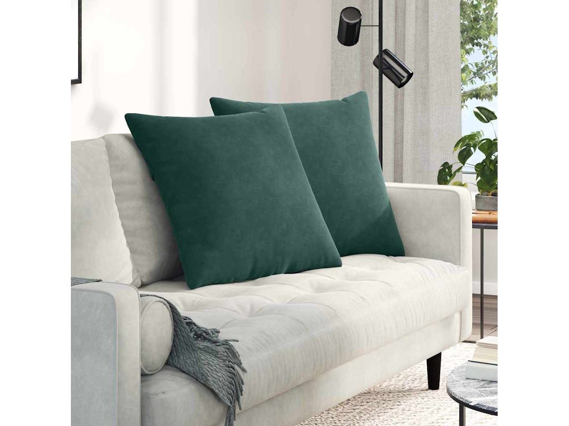Vidaxl Travesseiros De Sofá 2 Pcs Verde Escuro 60 X 60 Cm