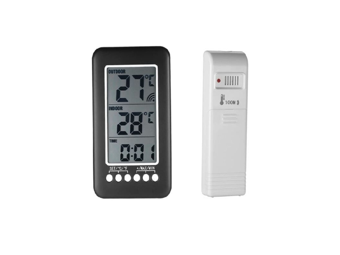 Relógio de Parede Indoor/outdoor 2 em 1, LCD Digital com Memória | S/MARCA