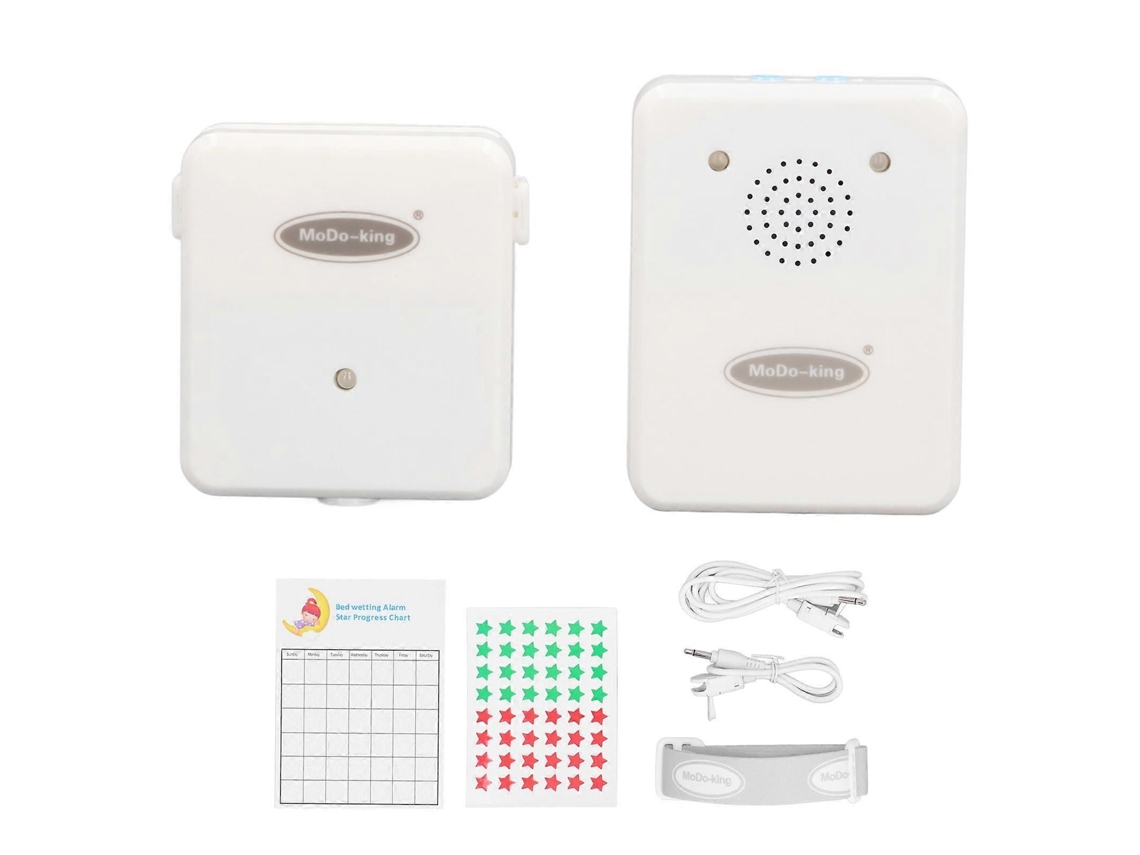 Sistema De Alarme Para Enurese Noturno Sensor Vibração Forte Detetive Compacto Kit De Enurese Noturno Para Crianças Dorminhoco Profundo Branco