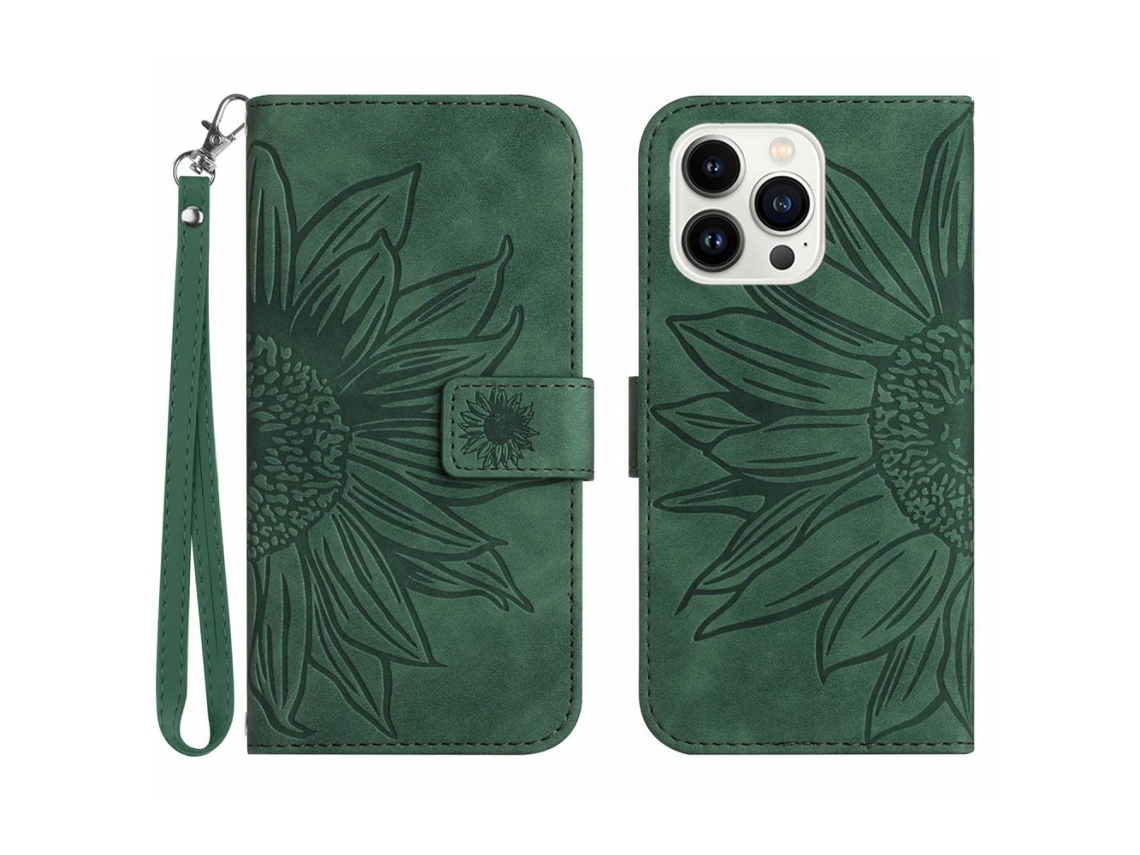 Capa Padrão Flores Pega Para Iphone 15 Pro Pele Sintética Multicor