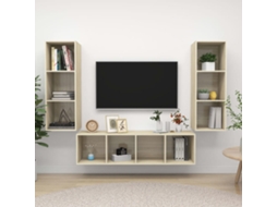 Vidaxl 3 Pcs Conjunto Móveis De Tv Derivados Madeira Carvalho Sonoma