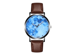 Relógio de pulso masculino de quartzo com pulseira de couro marrom escuro para lazer.