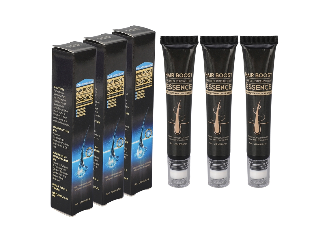 3pcs Sérum Capilar Orgânico Para Crescimento Com Rolo 20ml - Massagem Nutritiva E Cuidado Capilar