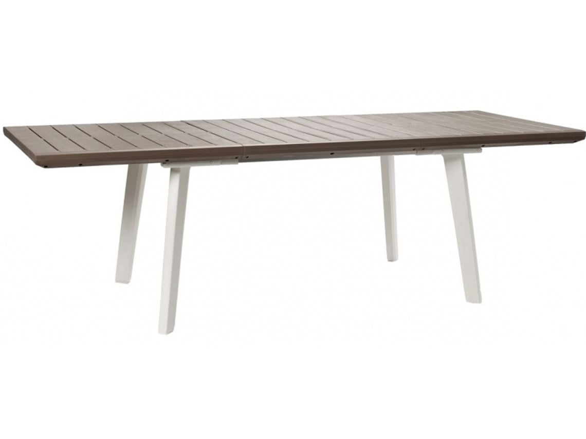 KETER Mesa extensível HARMONY jardim exterior terraço resina branco-cappuccino WxDxH cm ‎162–241x100.5x76.5