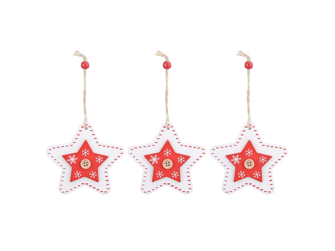 Enfeite De Natal Em Madeira Da Laxiscreed Com Estrela De Cinco Pontas, Artesanal E Decorativo