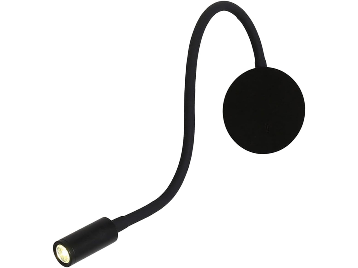 Luminária De Leitura De Parede, Preta, Com Interruptor, Flexível