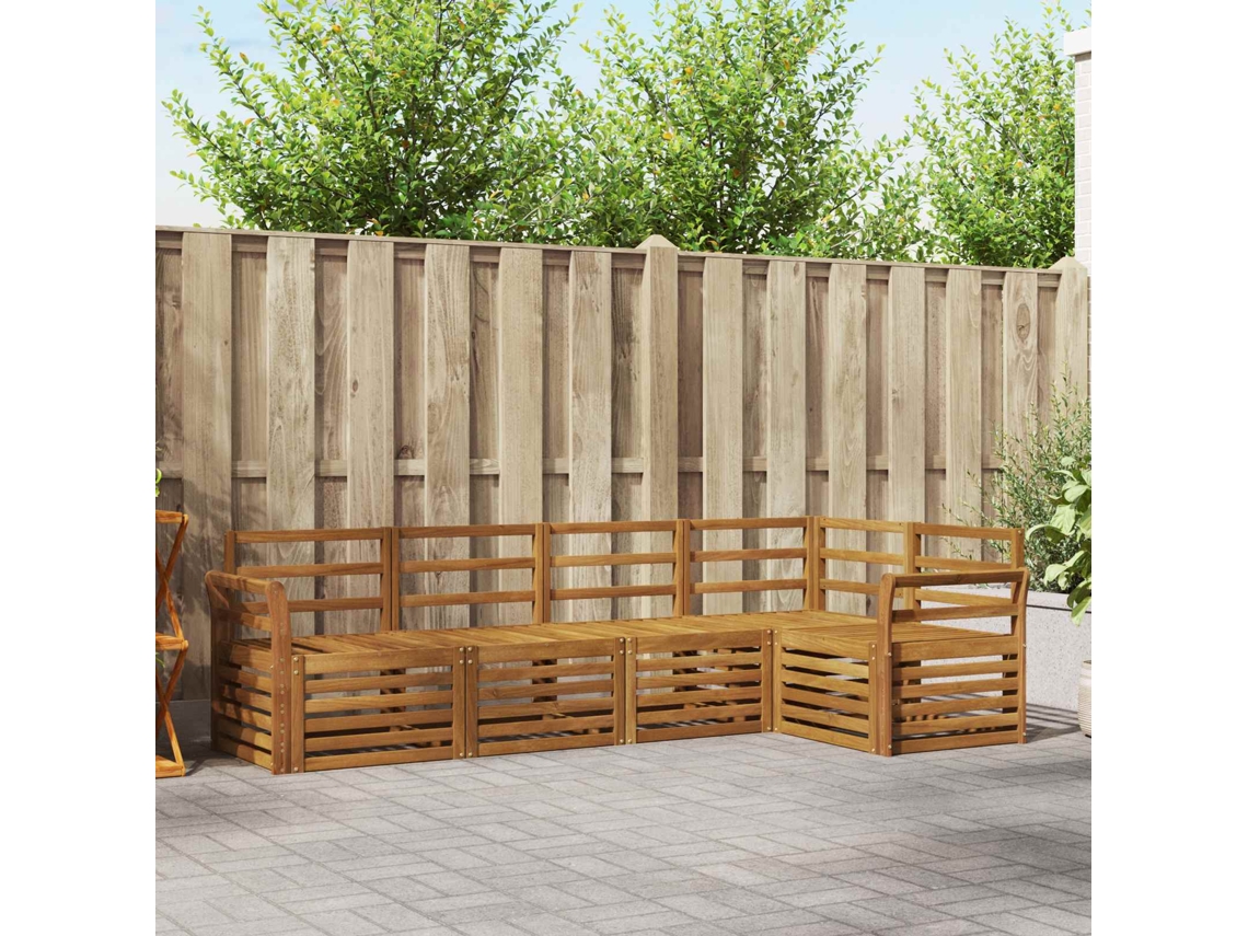 Vidaxl Conjunto De Sofás Para Exterior 5 Unid. Natural Poliéster