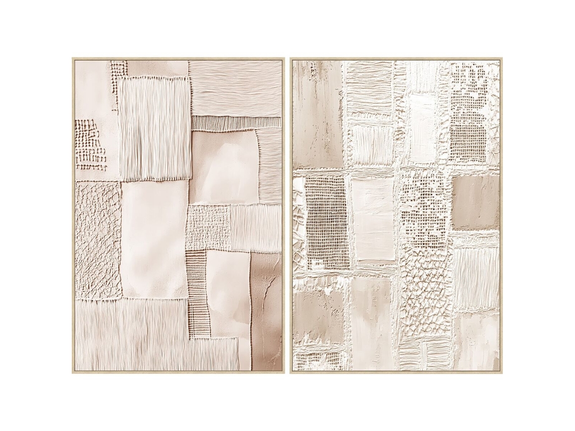 Pintura Home Esprit Bege Moderno Urbana 82,5 X 4,5 X 122,5 Cm (2 Unidades)