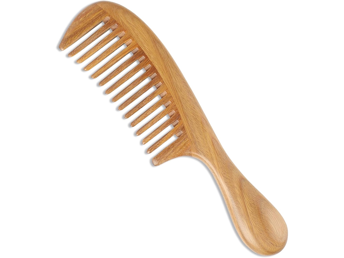 Pente Sândalo Natural Antiestático Aroma, Dentes Largos, Feito Mão ZYBLSSBB
