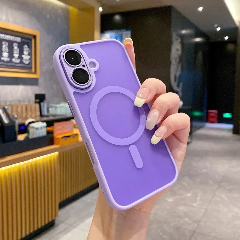 Capa Fosca Para Iphone 16 (roxo Claro), Com Estrutura Protetora Resistente A Impactos.