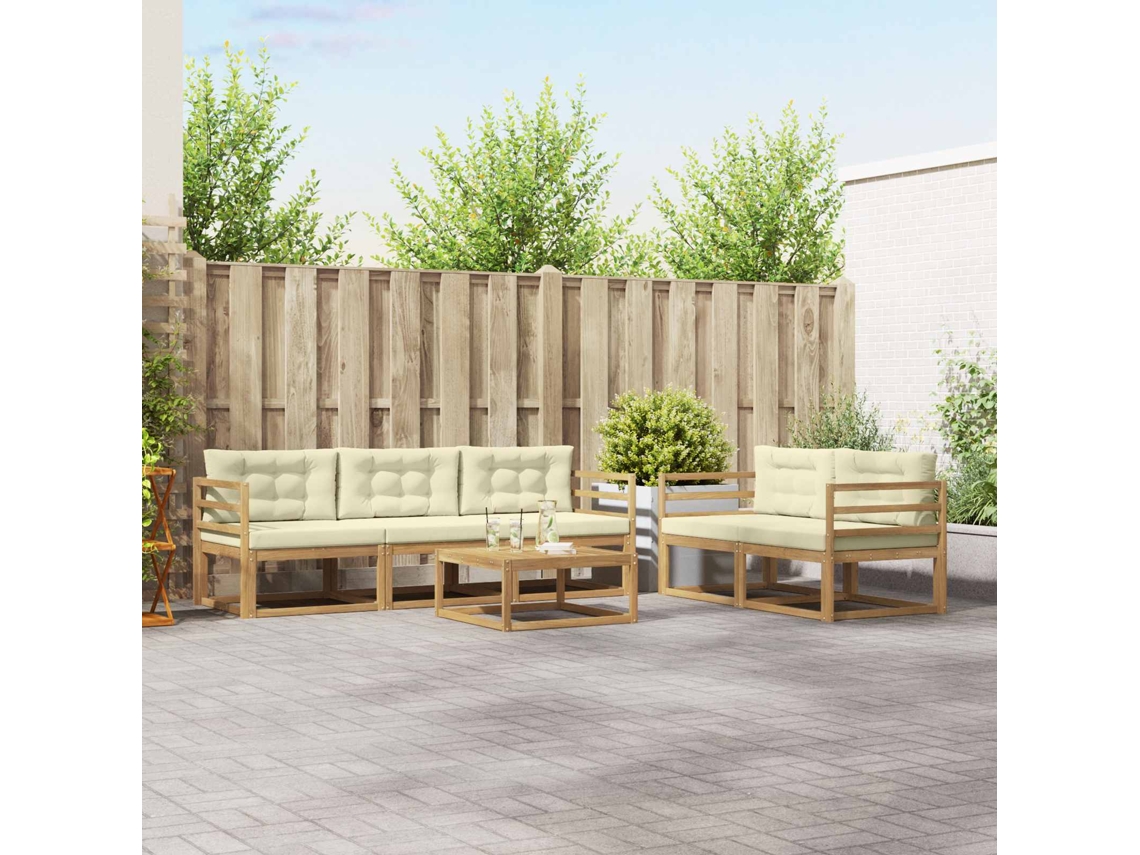 Vidaxl Conjunto De Sofás Para Exterior 6 Unid. Branco E Creme