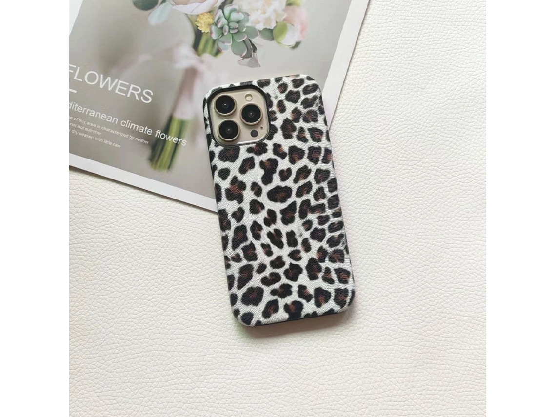 Capa Para Iphone 17 Com Estampa De Leopardo Branca E Textura Semi-cobertura.