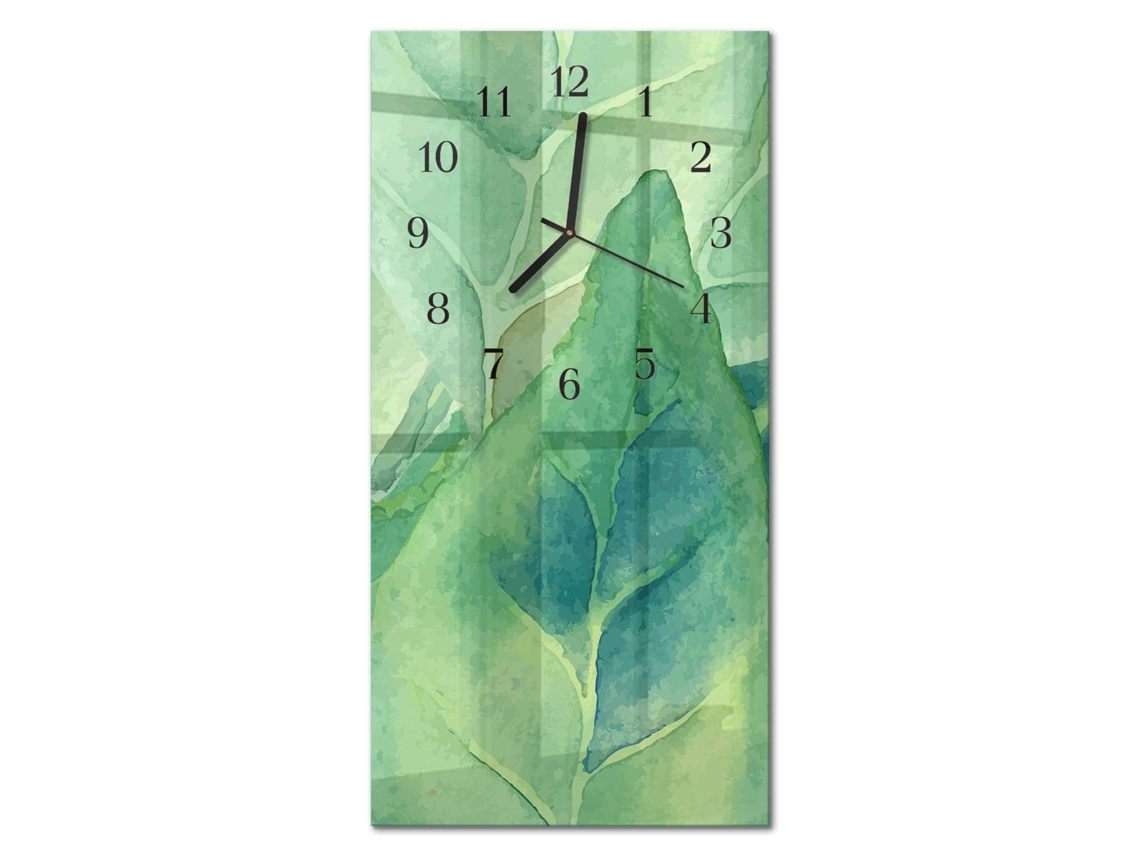 Relógio De Parede De Vidro Verde Espelharte (30x60 Cm)