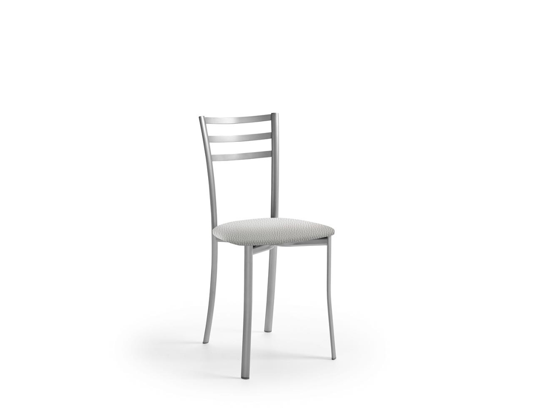 Cadeira de Cozinha Estefanía em Alumínio 40x87x48cm Couro Sintético Prateado FANMUEBLES