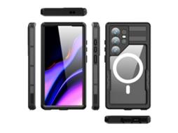 Capa De Mergulho Com Ventosa Magnética Para Samsung S24 Ultra, Totalmente À Prova Dágua E Resistente A Quedas, Compatível Com Magsafe - Preta