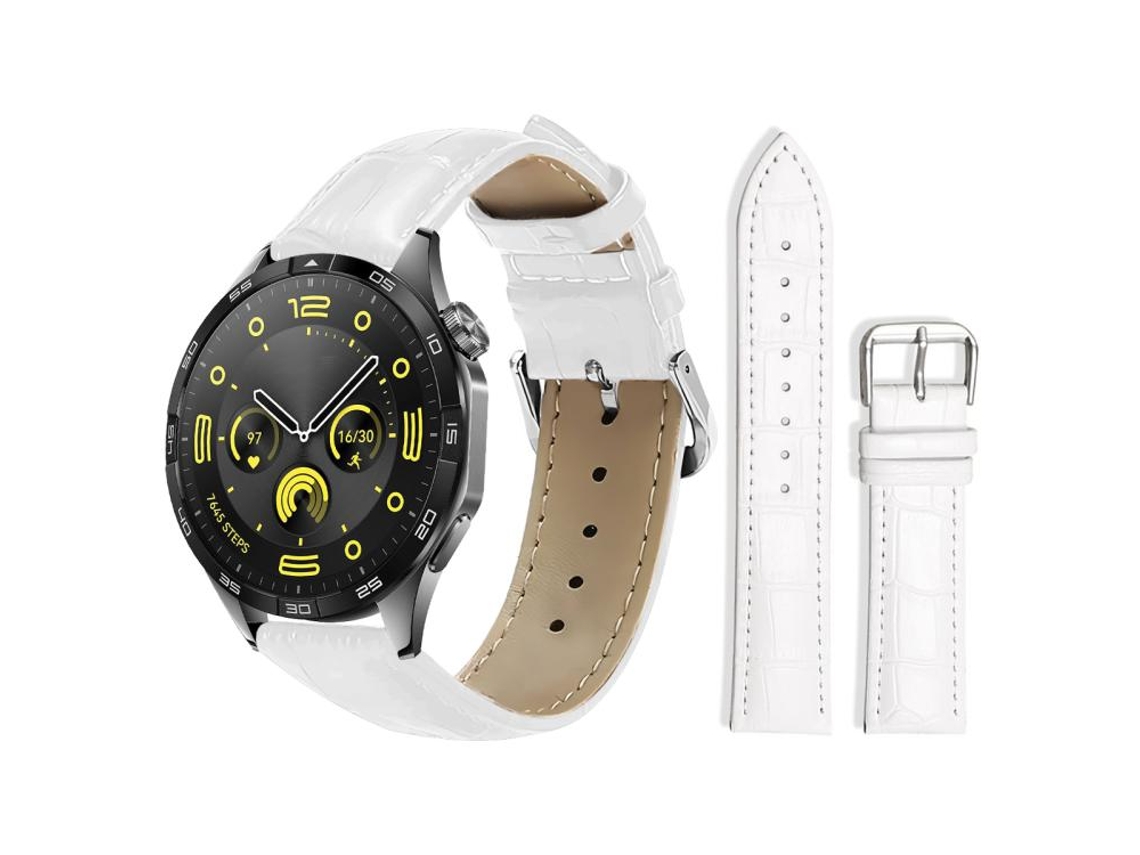 Bracelete para Huawei Watch Gt 4 / Gt 3 / Gt 2 Couro com Fivela de Pino e Textura de Bambu Branca XIAOMOYU (20mm)