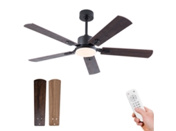 Ventilador Teto 52" Preto Luz 6 Vel 3 Cores VOLTEDGE